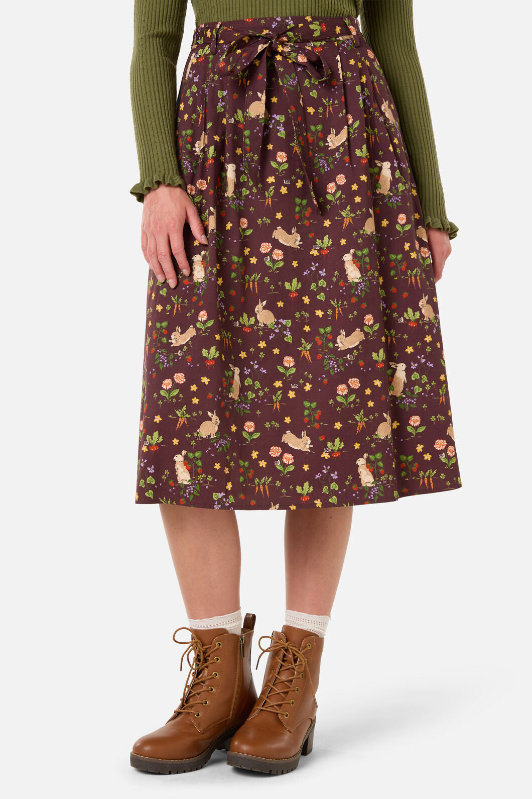 Princess Highway - Lola Rabbit Midi Skirt - chocolate