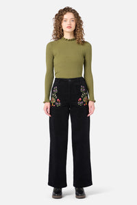 Princess Highway - Orchard Embroidered Cord Jean - black