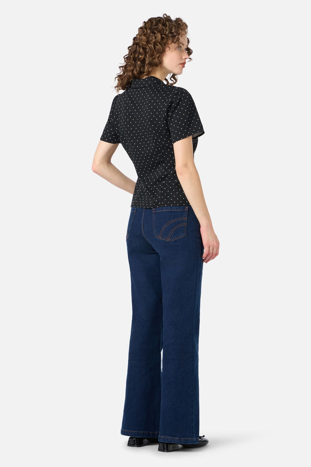 Princess Highway - Dolly Spot Short Sleeve Blouse - black