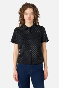 Princess Highway - Dolly Spot Short Sleeve Blouse - black