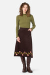 Princess Highway - Della Embroidered Midi Skirt - chocolate