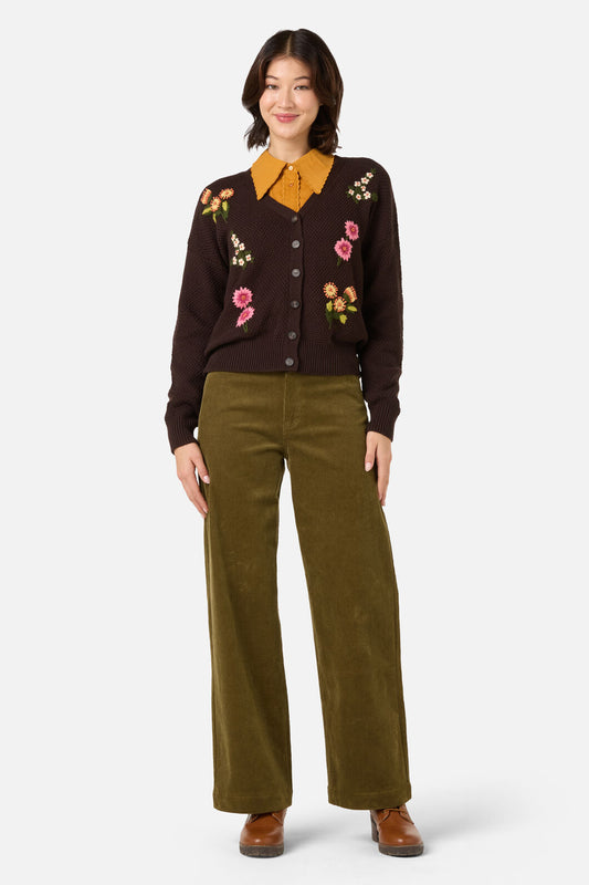 Princess Highway - Native Embroidered Cardigan - chocolate