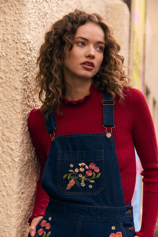 Princess Highway - Native Embroidered Pinafore - blue-denim