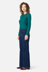 Princess Highway - Lisa Pointelle Cardigan - teal