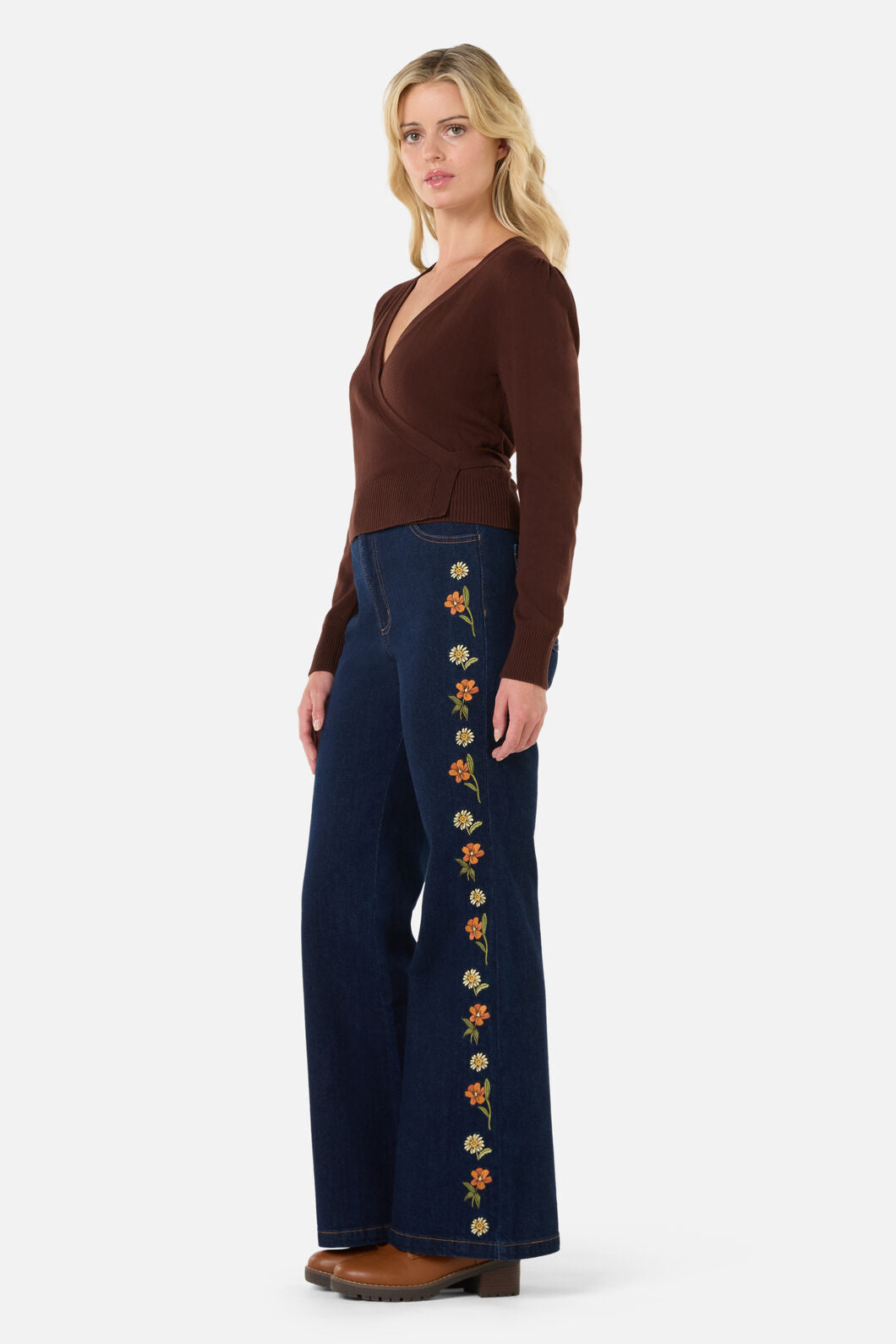 Princess Highway - Tilly V Neck Wrap Cardi - chocolate