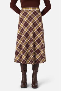 Princess Highway - Vera Check Midi Skirt - chocolate