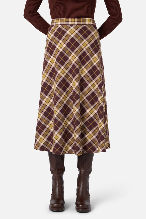 Princess Highway - Vera Check Midi Skirt - chocolate