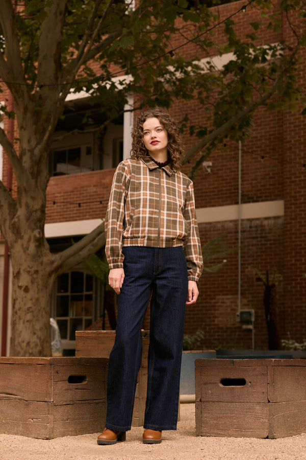 Princess Highway - Vera Check Bomber Jacket - green