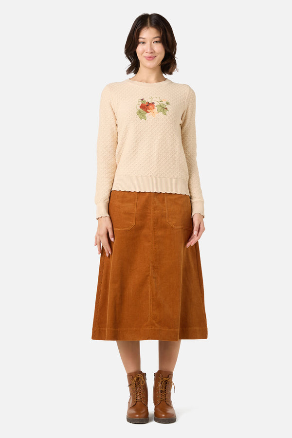 Princess Highway - Pumpkin Embroidered Jumper - cream
