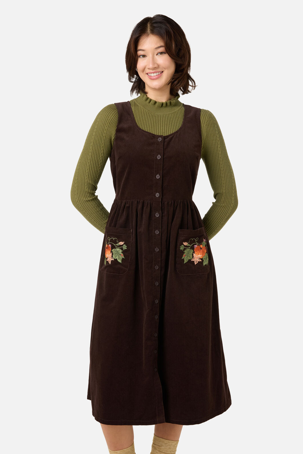 Pumpkin Embroidered Cord Dress Princess Highway Pumpkin Embroidered Cord Dress Princess Highway