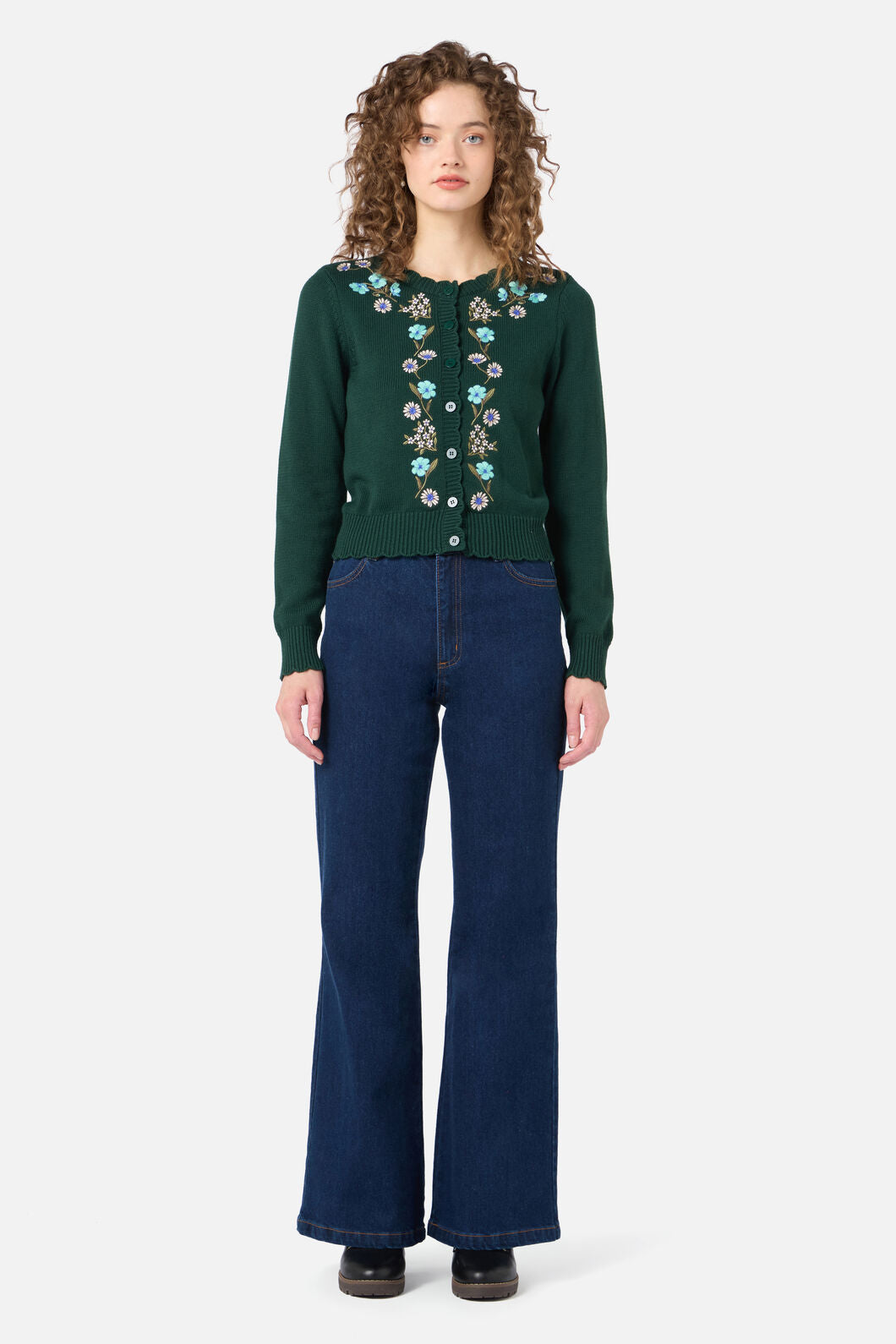 Princess Highway - Gloria Embroidered Cardigan - teal