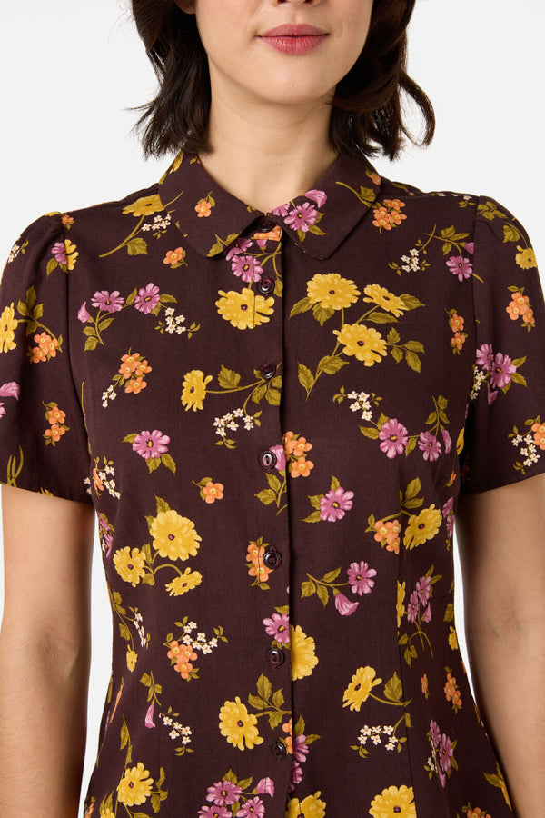 Princess Highway - Winona Flower Blouse - chocolate