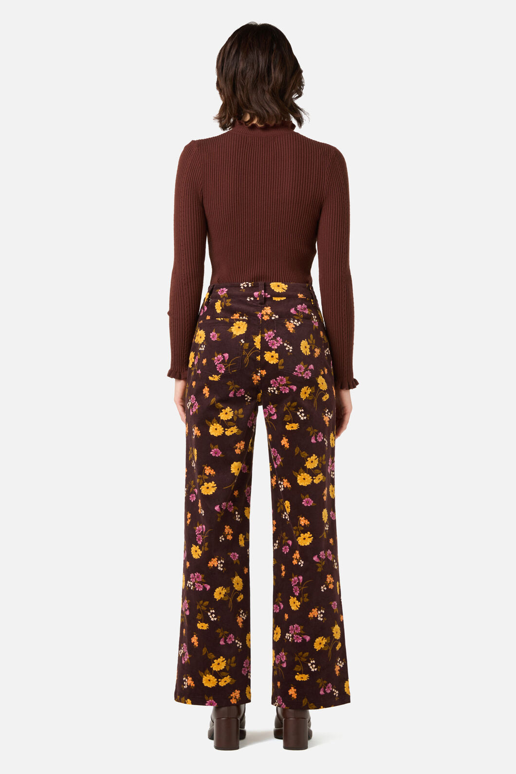Princess Highway - Winona Flower Corduroy Jean - chocolate