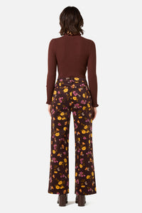 Princess Highway - Winona Flower Corduroy Jean - chocolate
