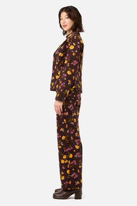 Princess Highway - Winona Flower Corduroy Blazer - chocolate