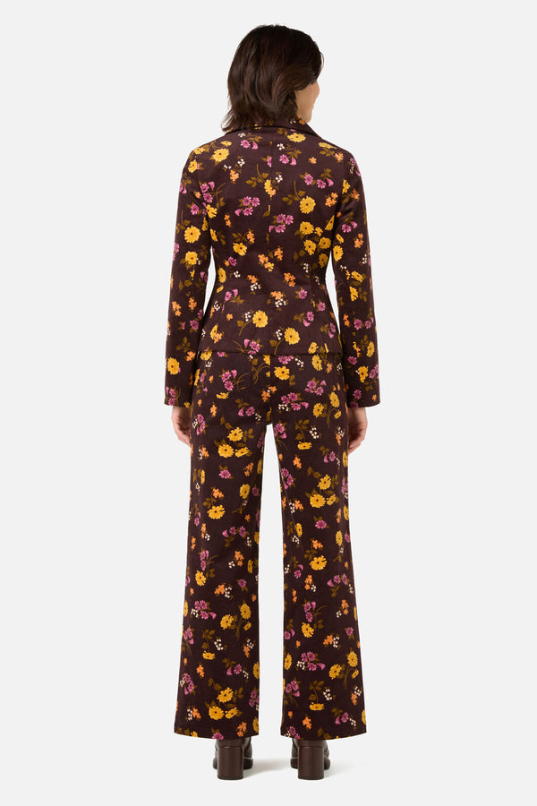 Princess Highway - Winona Flower Corduroy Blazer - chocolate