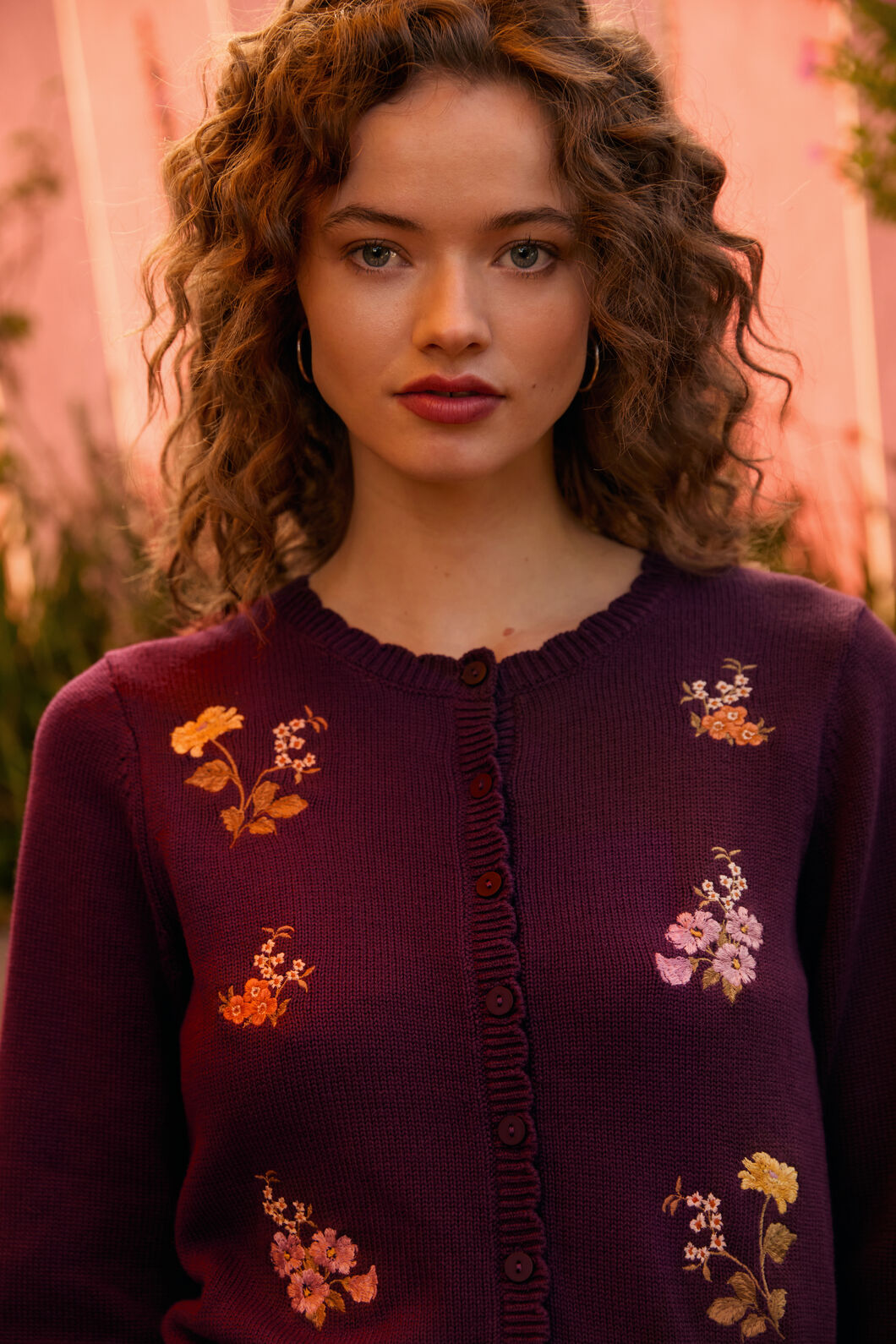 Princess Highway - Winona Flower Emb Cardigan - plum