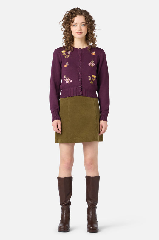 Princess Highway - Winona Flower Emb Cardigan - plum