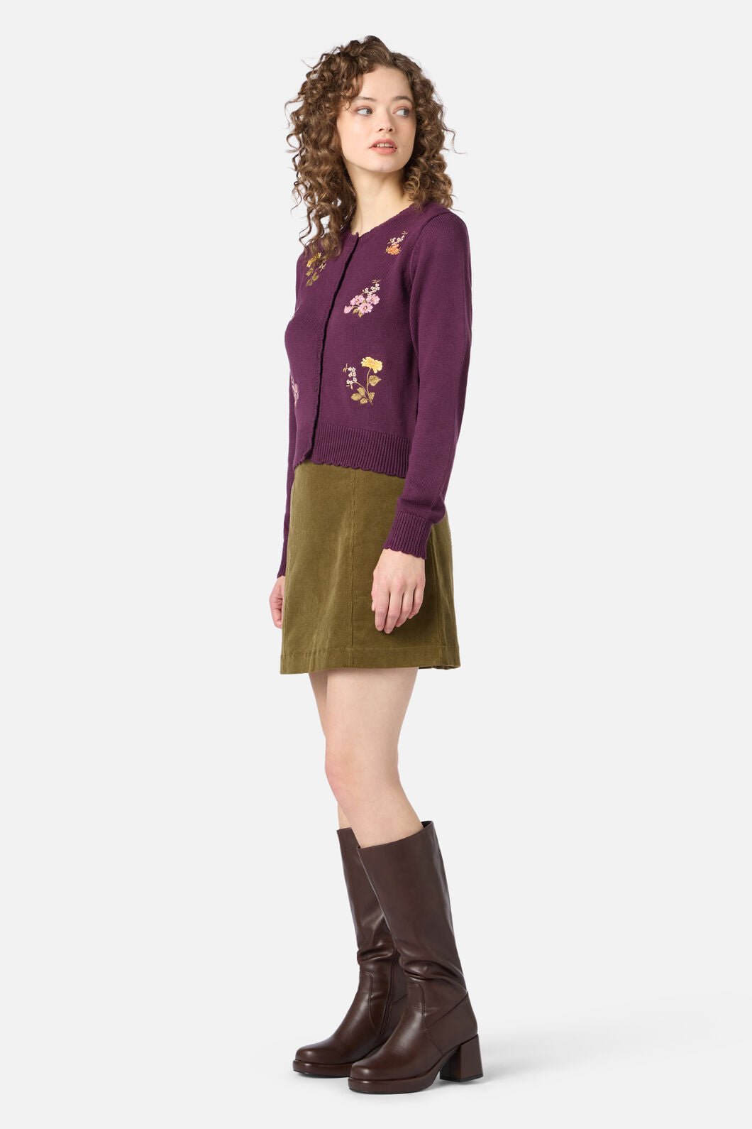 Princess Highway - Winona Flower Emb Cardigan - plum