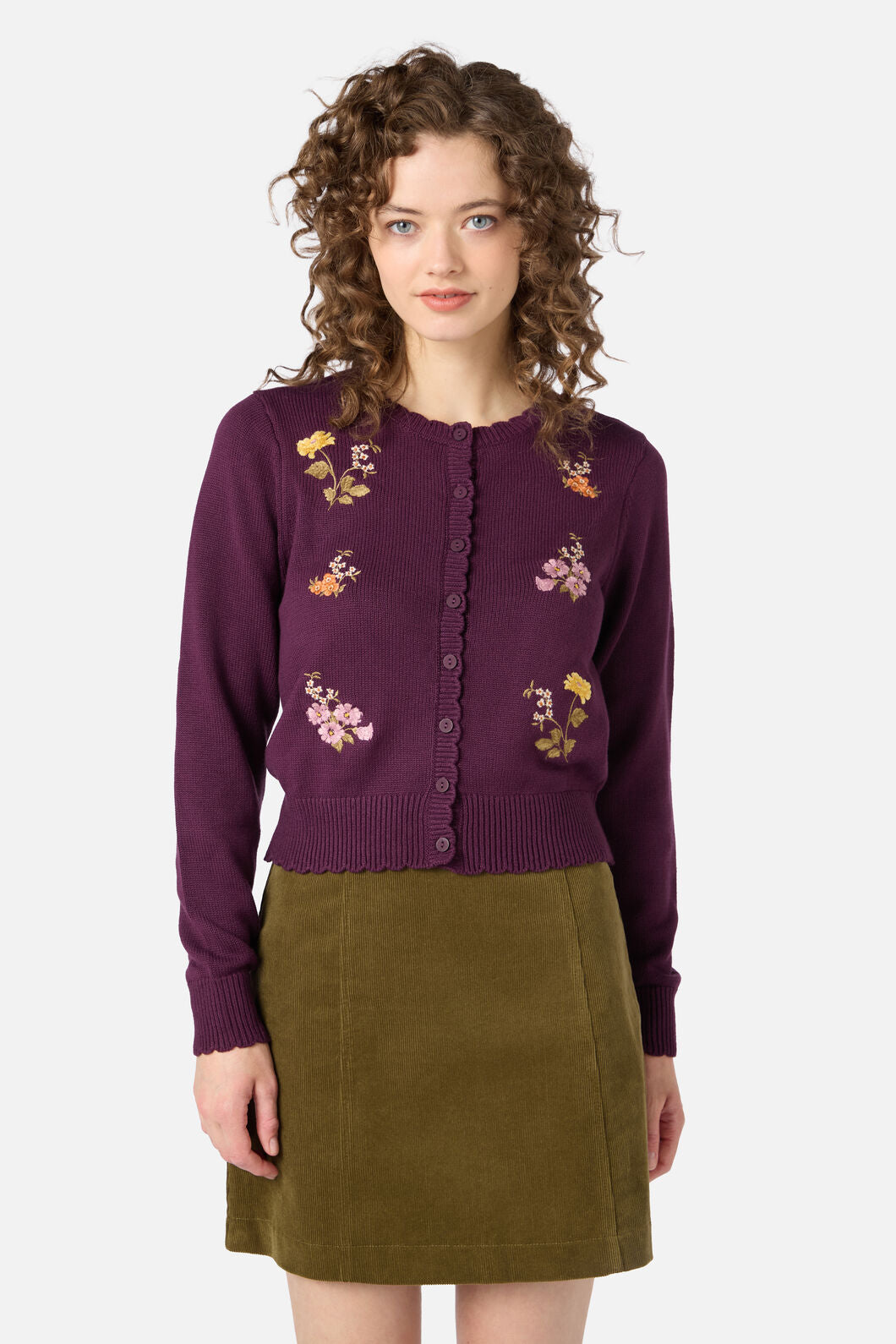Princess Highway - Winona Flower Emb Cardigan - plum