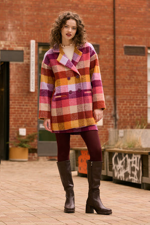 Princess Highway - Molly Check Coat - pink-gold
