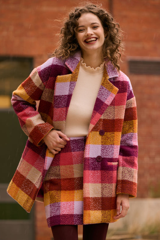 Princess Highway - Molly Check Coat - pink-gold