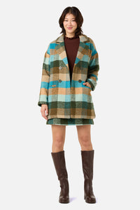 Princess Highway - Molly Check Coat - green-blue