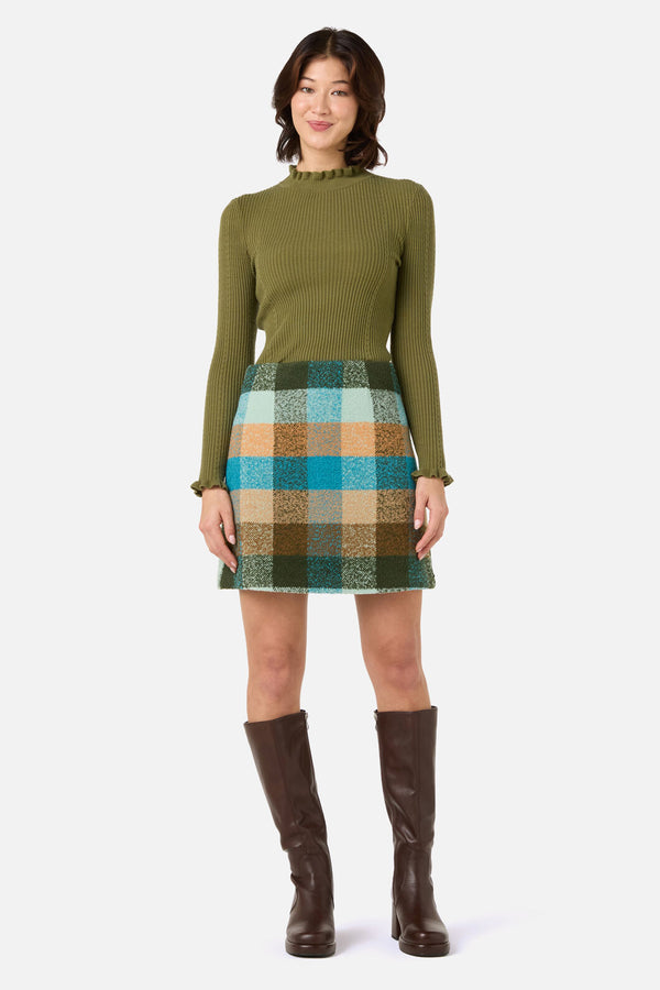 Princess Highway - Molly Check Skirt - green-blue
