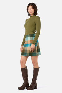 Princess Highway - Molly Check Skirt - green-blue