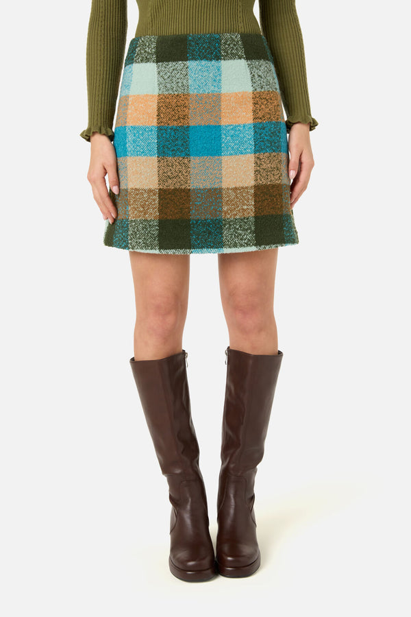 Princess Highway - Molly Check Skirt - green-blue