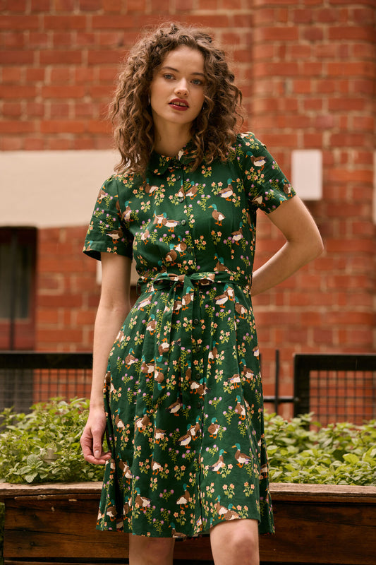 Princess Highway - Sweet Ducks Mini Shirt Dress - green