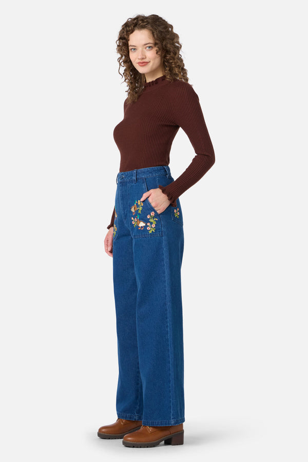 Princess Highway - Sweet Ducks Emb Denim Jean - blue-denim