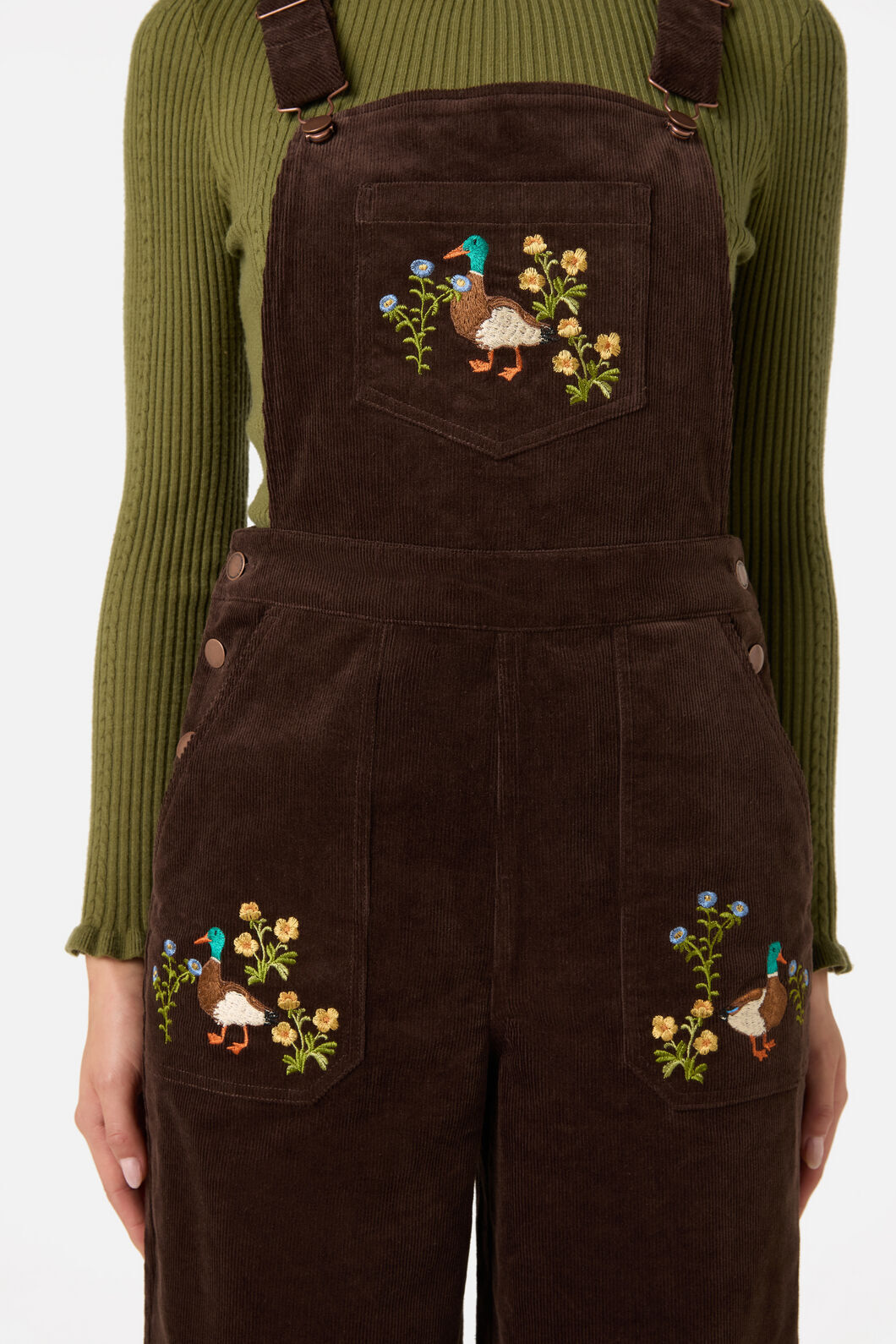 Princess Highway - Sweet Ducks Emb Cord Overall - chocolate
