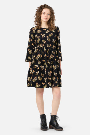 Princess Highway - Wattle & Butterfly Smock Dress - black