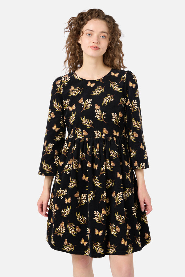 Princess Highway - Wattle & Butterfly Smock Dress - black