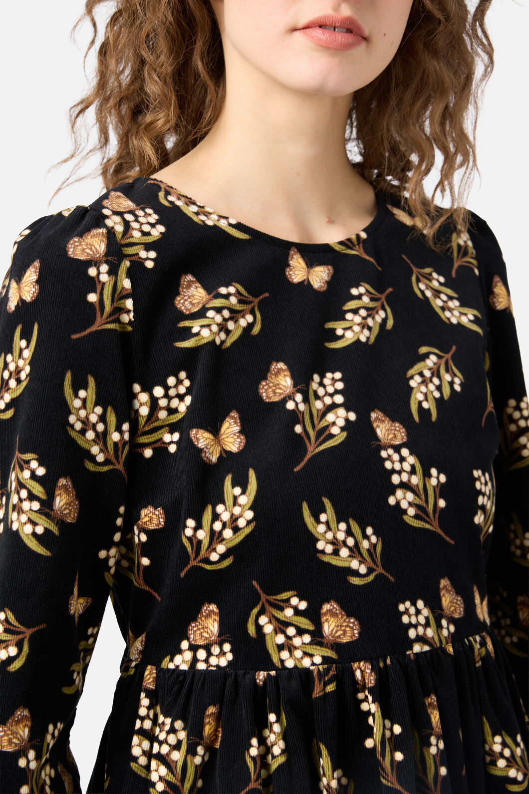 Princess Highway - Wattle & Butterfly Smock Dress - black