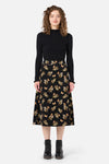 Princess Highway - Wattle & Butterfly Midi Skirt - black