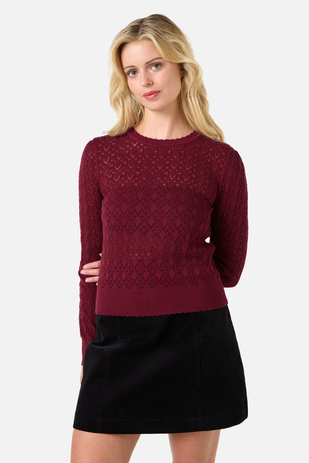 Princess Highway - Annabelle Fancy Knit Top - burgundy