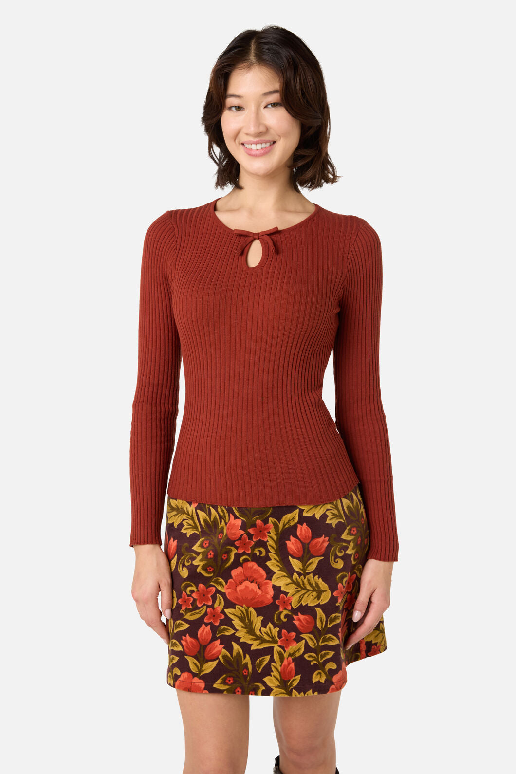 Princess Highway - Anna Bow Knit Top - rust