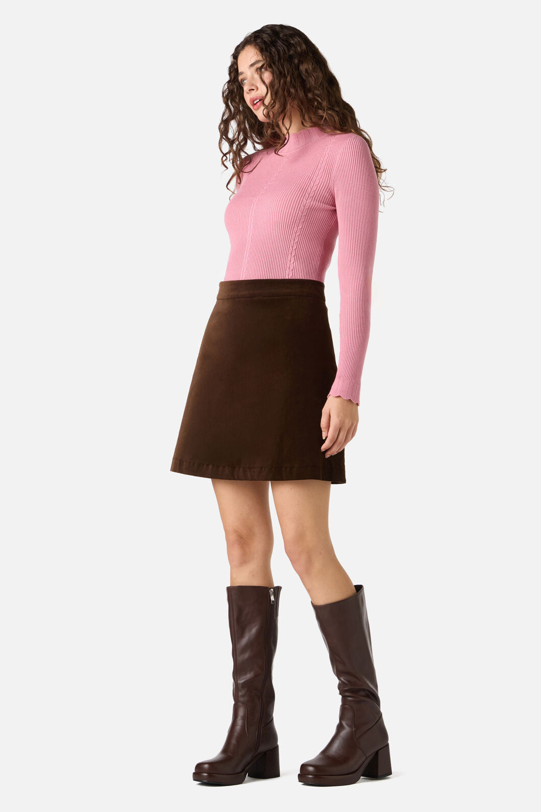 Princess Highway - Rachel Velvet Skirt - chocolate
