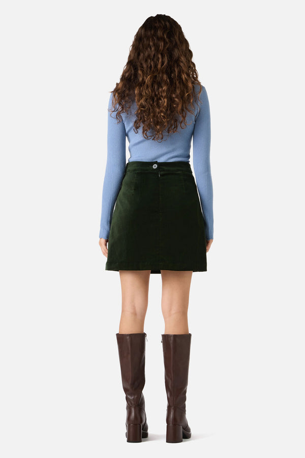 Princess Highway - Rachel Velvet Skirt - olive-green