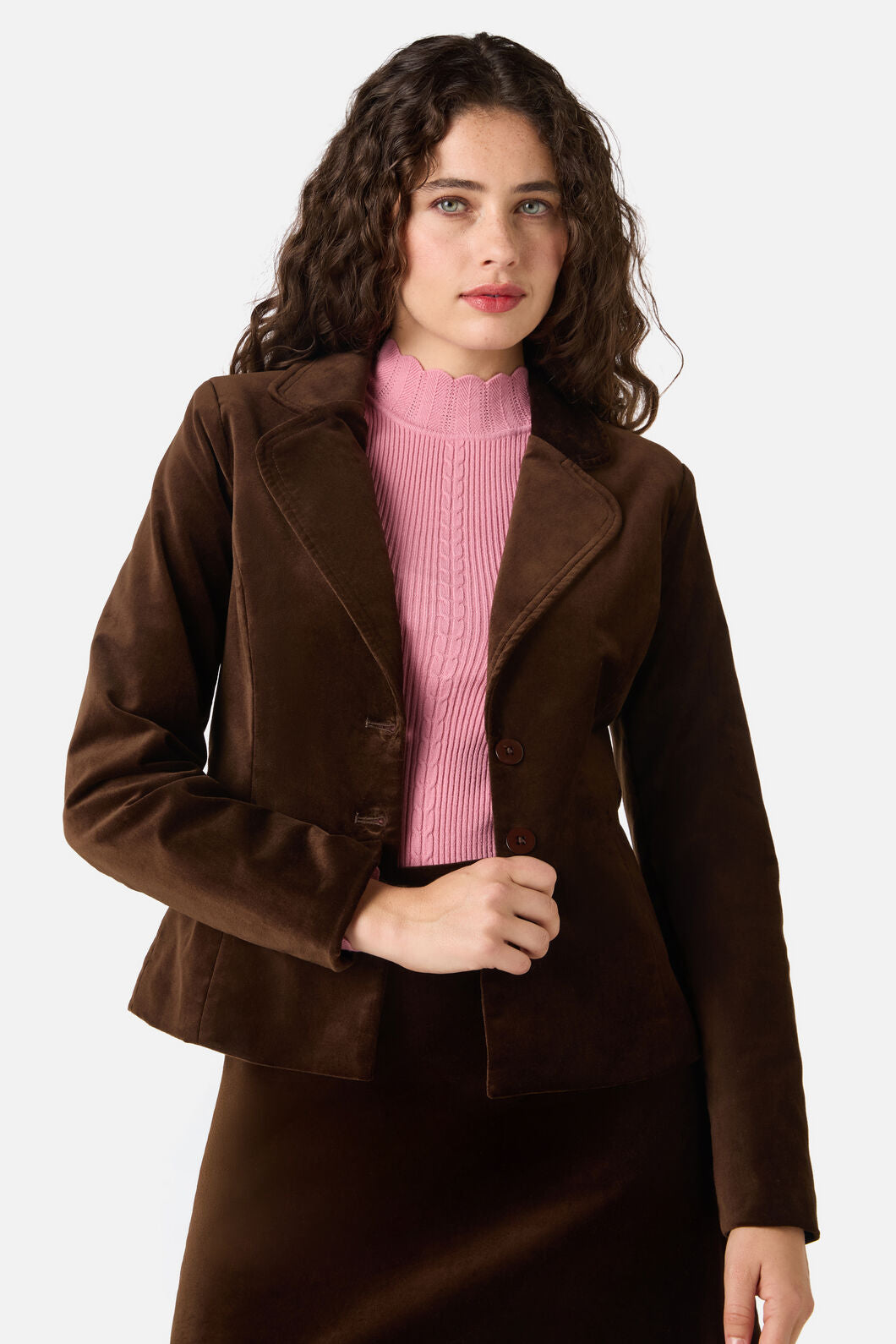 Princess Highway - Rachel Velvet Blazer - chocolate