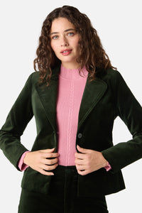 Princess Highway - Rachel Velvet Blazer - olive-green