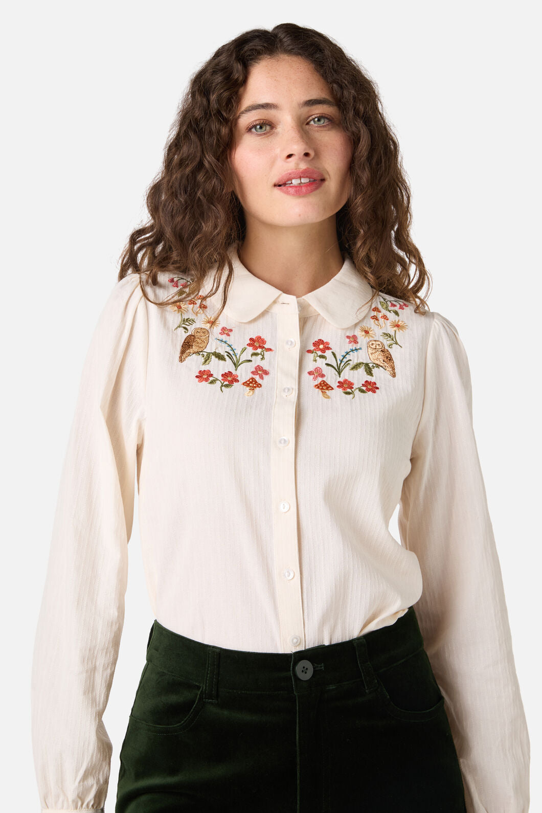 Princess Highway - Owl Embroidered Blouse - cream