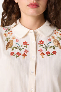 Princess Highway - Owl Embroidered Blouse - cream