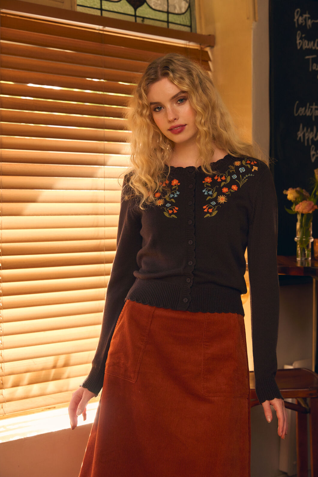 Princess Highway - Owl Embroidered Cardigan - chocolate