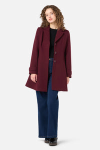 Princess Highway - Mabel A-Line Wool Blend Coat - plum