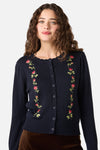 Princess Highway - Roses Embroidered Cardigan - navy