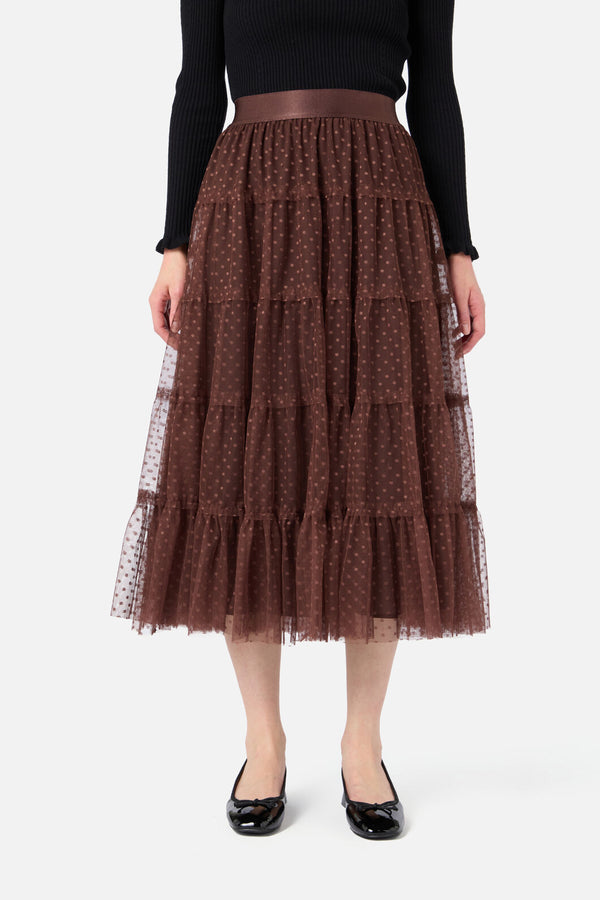 Princess Highway - Francesca Tulle Midi Skirt - chocolate