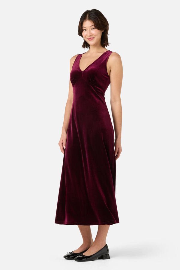 Princess Highway - Roxy Velvet Midi Dress - plum